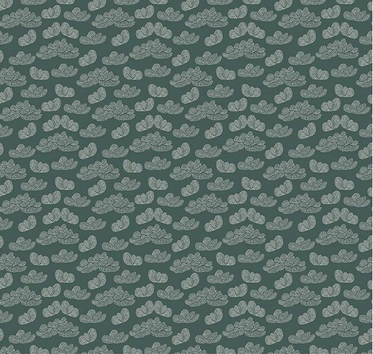 Garden Dreams Clouds Evergreen Yardage