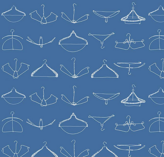 Press On Wire Hangers Blue Yardage
