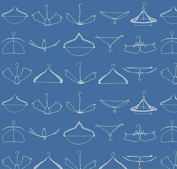 Press On Wire Hangers Blue Yardage