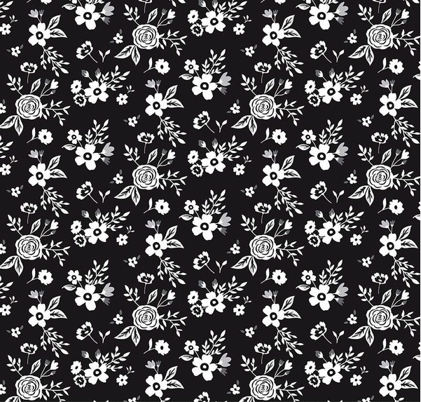 Black Tie Floral Black Fabric