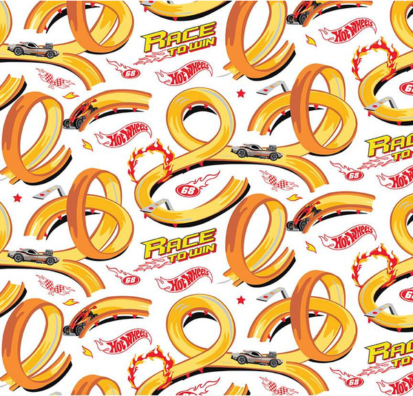 Hot Wheels Made to Race Track White Fabric