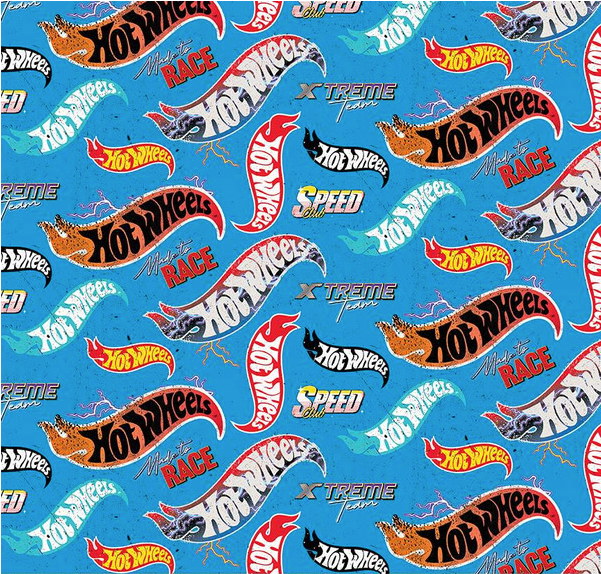 Hot Wheels Made to Race Logo Toss Blue Fabric