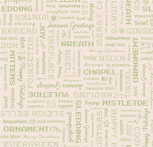 Home Town Holiday Words Latte Fabric