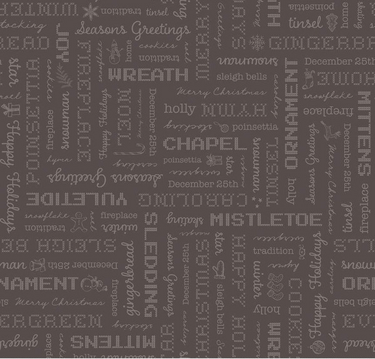 Home Town Holiday Words Dark Milk Can Fabric