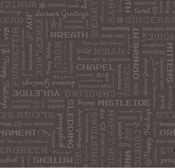 Home Town Holiday Words Dark Milk Can Fabric