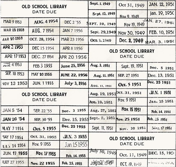 Old School Library Card White Fabric