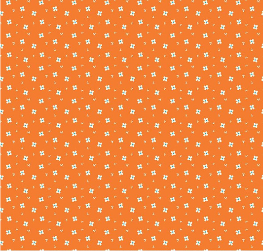 Here Comes the Sun Daisies Orange Fabric