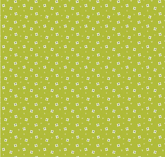 Here Comes the Sun Daisies Green Fabric