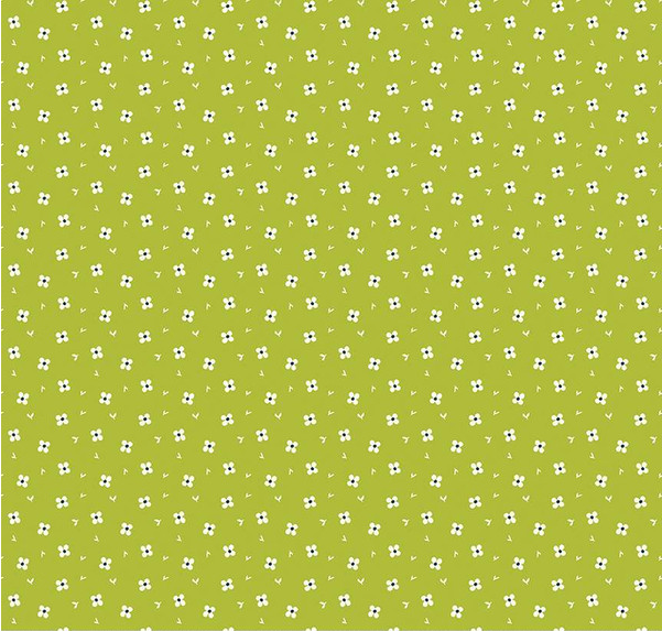 Here Comes the Sun Daisies Green Fabric