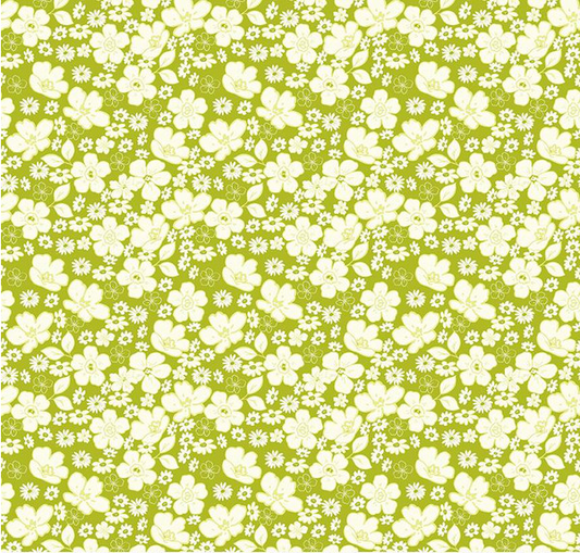 Here Comes the Sun Floral Lime Fabric