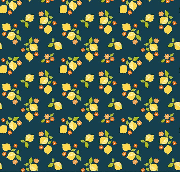 Here Comes the Sun Citrus Midnight Fabric