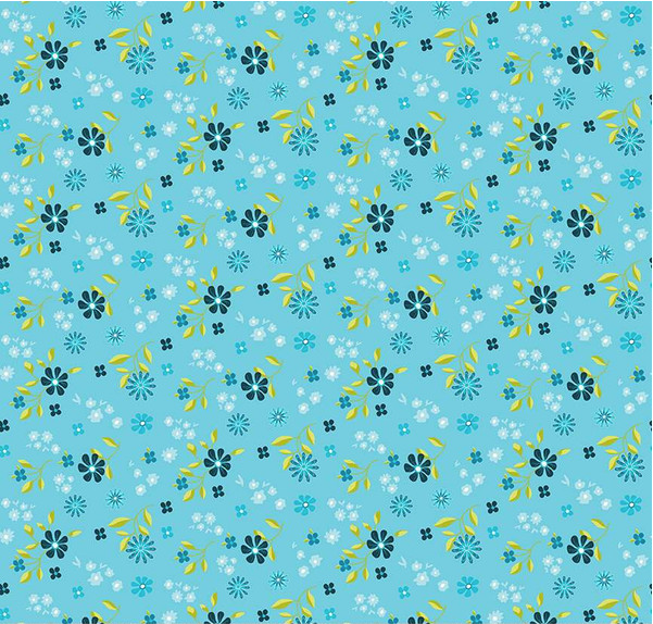 Here Comes the Sun Flower Toss Sky Fabric