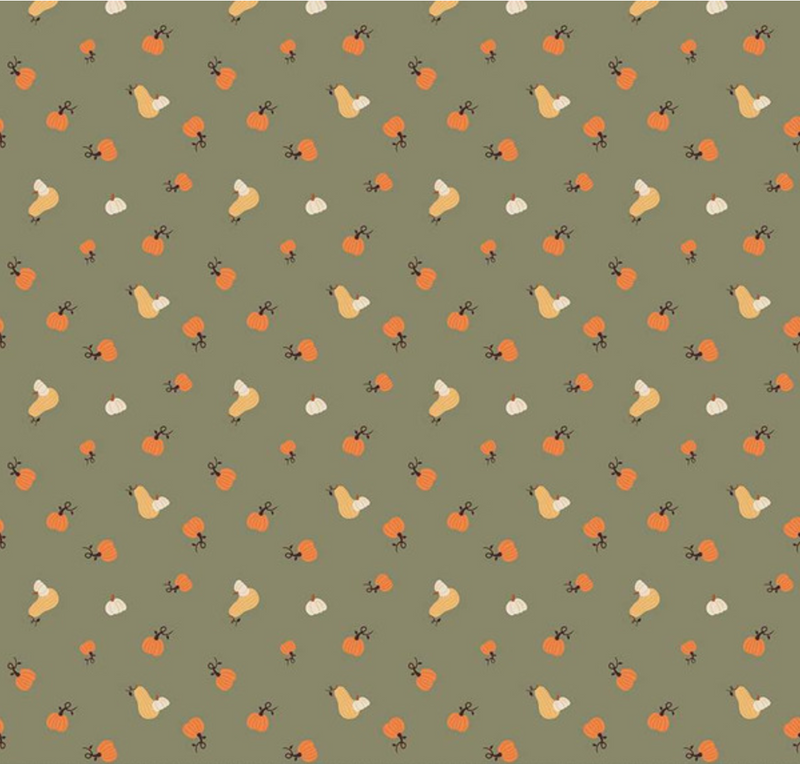 Pumpkin Spice Pumpkins Olive Fabric