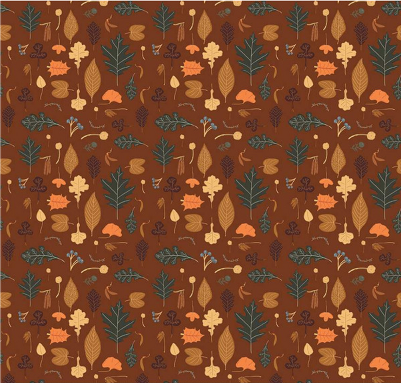 Pumpkin Spice Leaves Brown Fabric