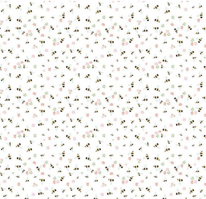 Clover Farm Bees White Fabric