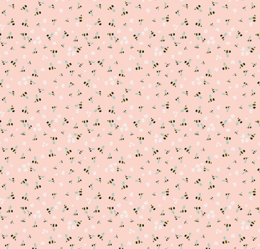 Clover Farm Bees Blush Fabric