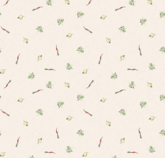 The Tale of Peter Rabbit Veggies Cream Fabric