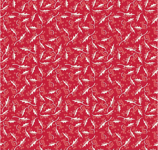 Merry Little Christmas Holly Red Yardage