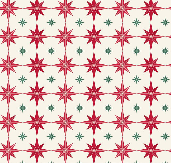 Merry Little Christmas Starbursts Cream Yardage