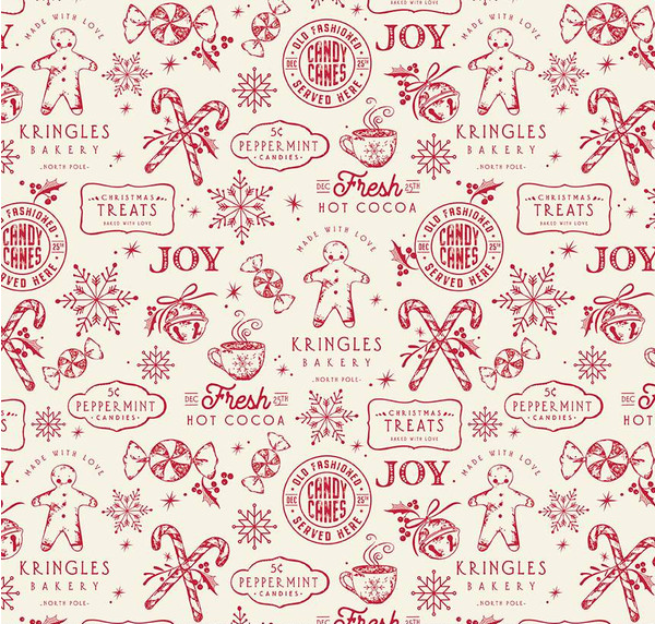 Merry Little Christmas Treats Cream Yardage