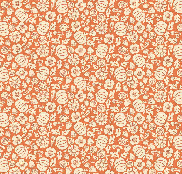 Autumn Afternoon Pumpkins Orange Fabric