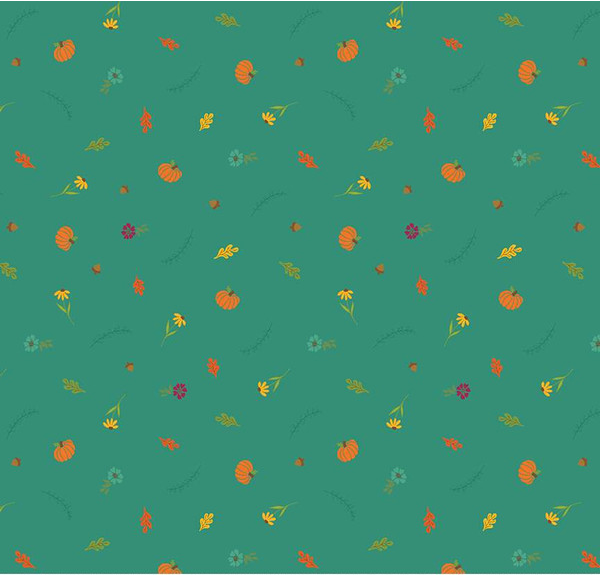 Autumn Afternoon Fall Toss Teal Fabric