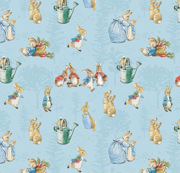 The Tale of Peter Rabbit Main Blue Fabric