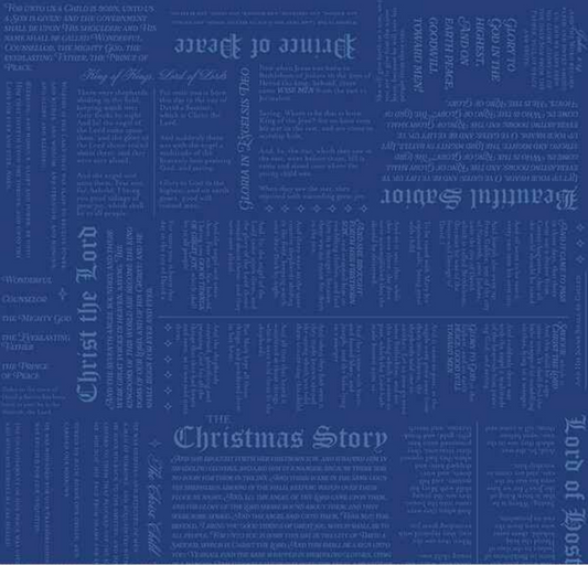 Christmas Wishes Christmas Story Blue Fabric