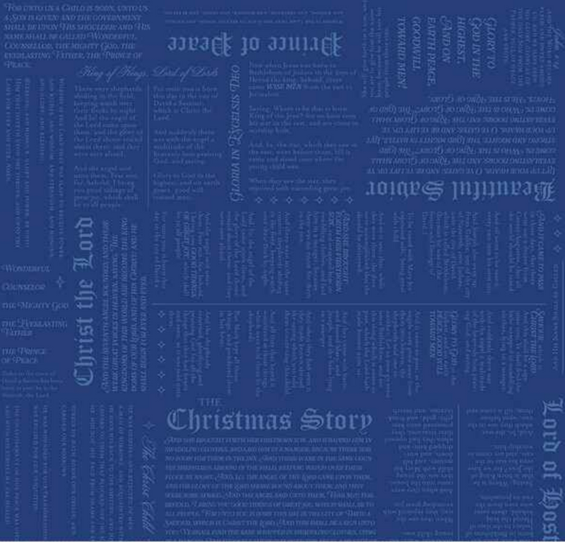 Christmas Wishes Christmas Story Blue Fabric