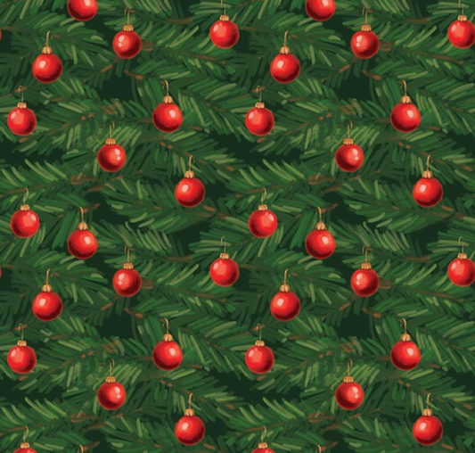 Christmas Wishes Ornaments Green Fabric
