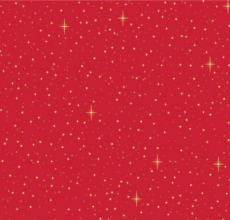 Christmas Wishes Starry Sky Red Fabric