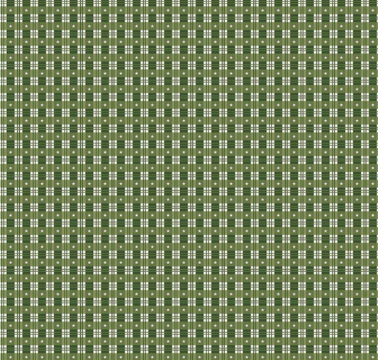 Christmas Wishes Star Plaid Green Fabric