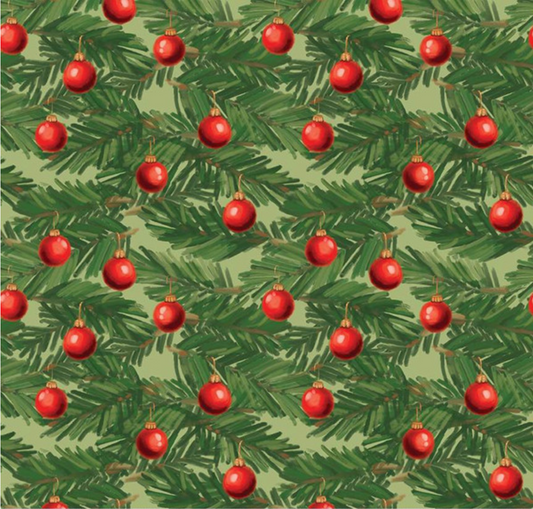 Christmas Wishes Ornaments Light Green Fabric