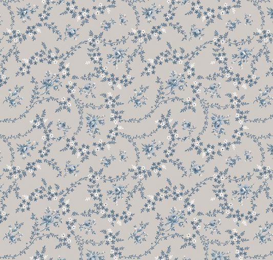 Serenity Blues Vines Taupe Yardage