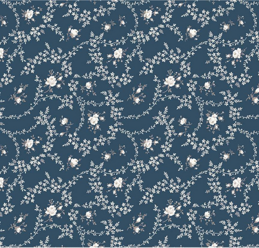Serenity Blues Vines Navy Yardage