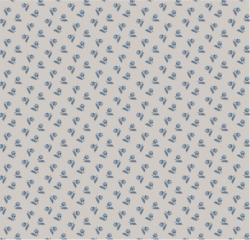 Serenity Blues Tiny Floral Taupe Yardage