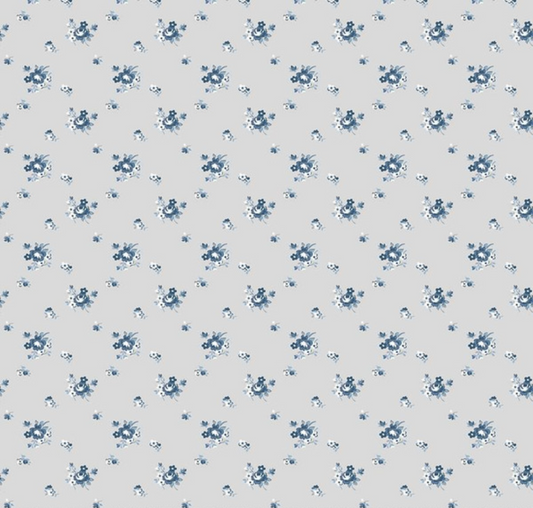 Serenity Blues Delicate Roses Taupe Yardage