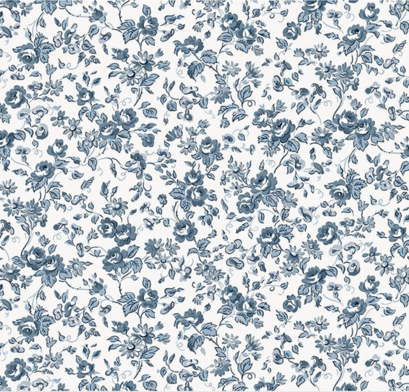 Serenity Blues Flower Toss Cloud Yardage