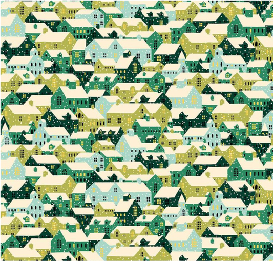 Festive Fair Snowy Rooftops A Yardage