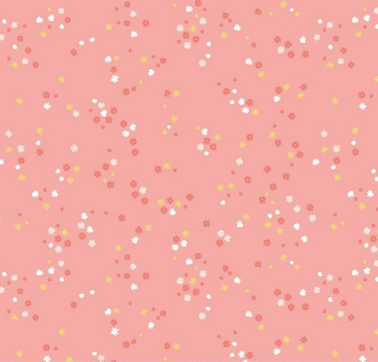 Between the Pages Flowers Coral Yardage