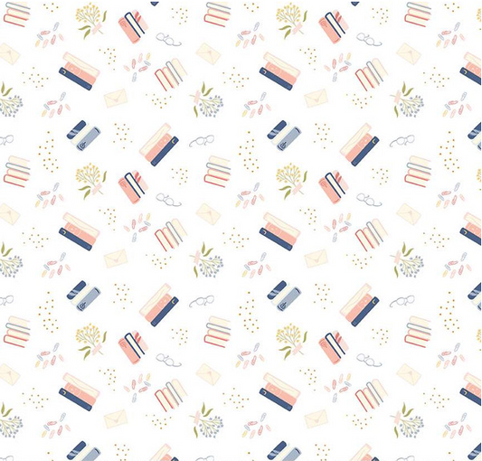 Between the Pages Bookish Life White Yardage