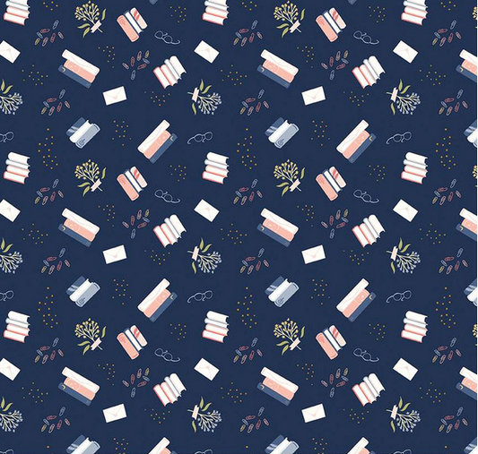 Between the Pages Bookish Life Navy Yardage