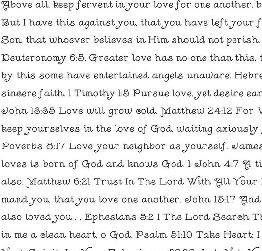 Take Heart Love Scripture White Yardage