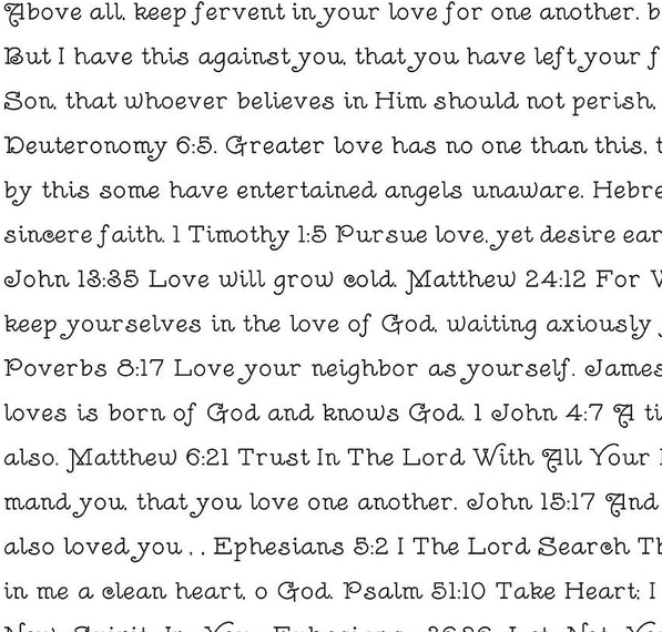 Take Heart Love Scripture White Yardage