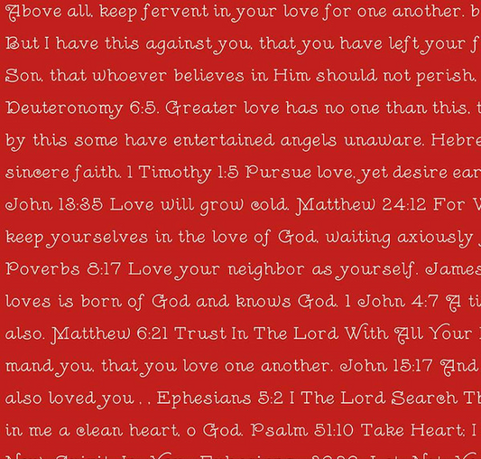 Take Heart Love Scripture Red Yardage
