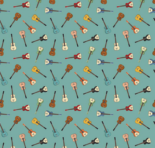 Cowboys Guitars Teal Yardage