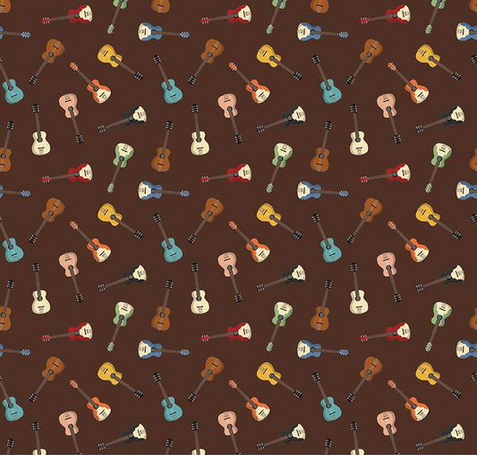 Cowboys Guitars Brown Yardage