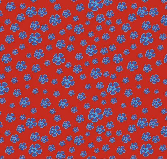 Botanic Blast Blossoms Red Yardage