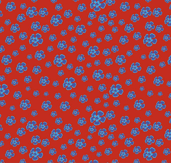 Botanic Blast Blossoms Red Yardage