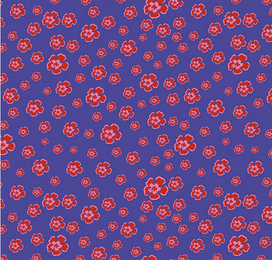 Botanic Blast Blossoms Purple Yardage